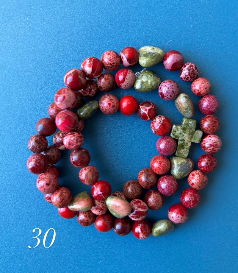 Rosario Collar 3 Vueltas Piedras Naturales hecho a mano