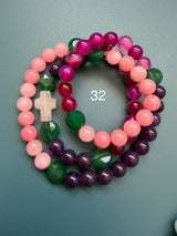 Rosario pulsera collar piedra plana