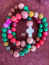 Rosario pulsera collar piedra redonda