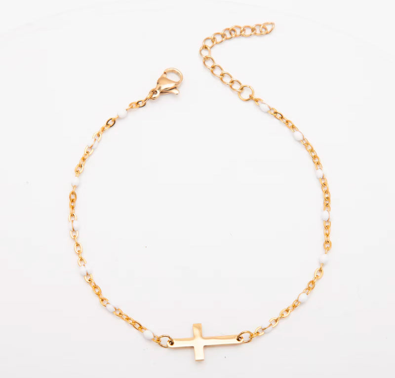 Pulsera Cruz Bolitas Colores