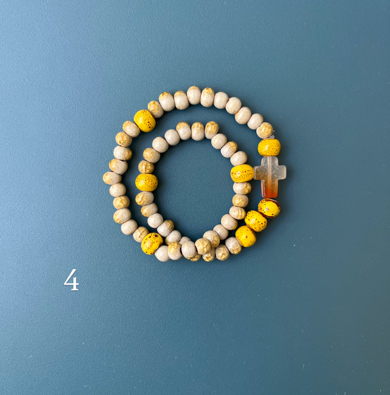 Pulsera Rosario Cerámica 2 vueltas hecho a mano