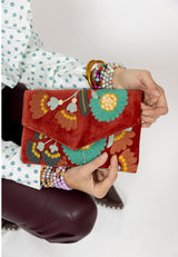 Bolso estampado terciopelo granate