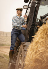 Camisa Azul tulipanes