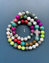 Rosario pulsera collar piedra redonda