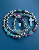Rosario pulsera collar corazón plata