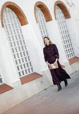 Bolso estampado terciopelo gris