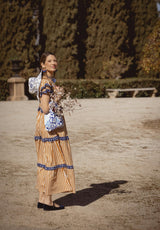 Bolso tela flores azul