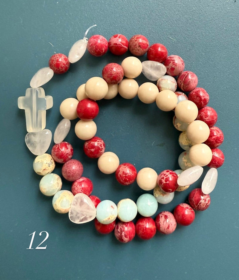 Rosario Collar 3 Vueltas Piedras Naturales hecho a mano