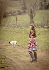 Vestido burdeos ikat