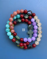 Rosario pulsera collar piedra plana