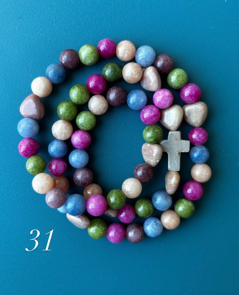 Rosario Collar 3 Vueltas Piedras Naturales hecho a mano