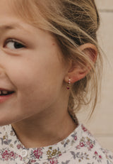 Aros Corazón Fucsia Brillantes