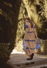 Bolso tela flores azul