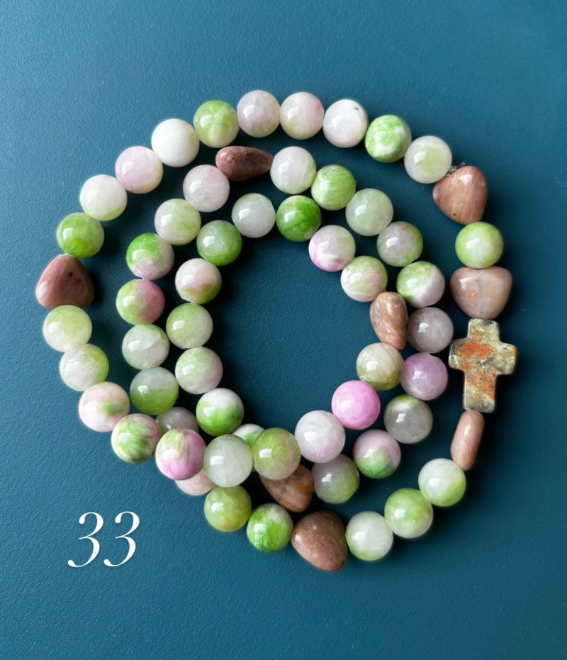 Rosario Collar 3 Vueltas Piedras Naturales hecho a mano