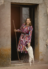 Vestido burdeos ikat