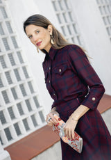 Bolso estampado terciopelo gris