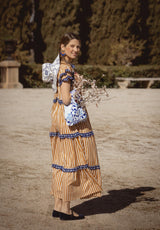 Bolso tela flores azul