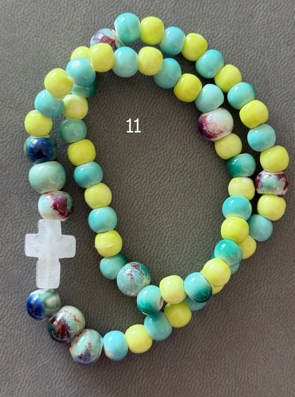 Pulsera Rosario Cerámica 2 vueltas hecho a mano