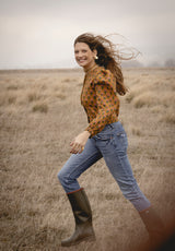 Chaqueta ocre flores