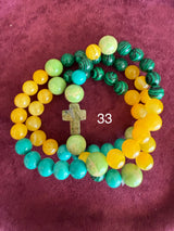 Rosario pulsera collar piedra redonda