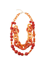 Collar rafía círculos coral