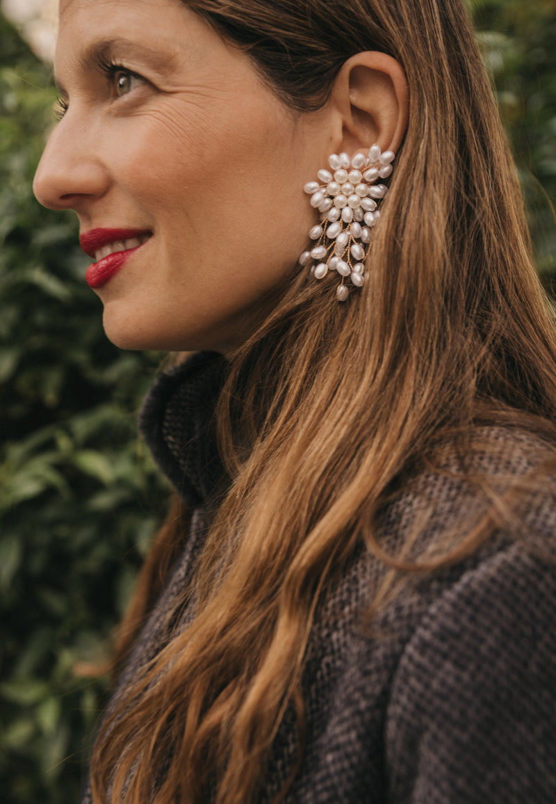 Pendientes ramo perlas