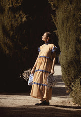 Bolso tela flores azul