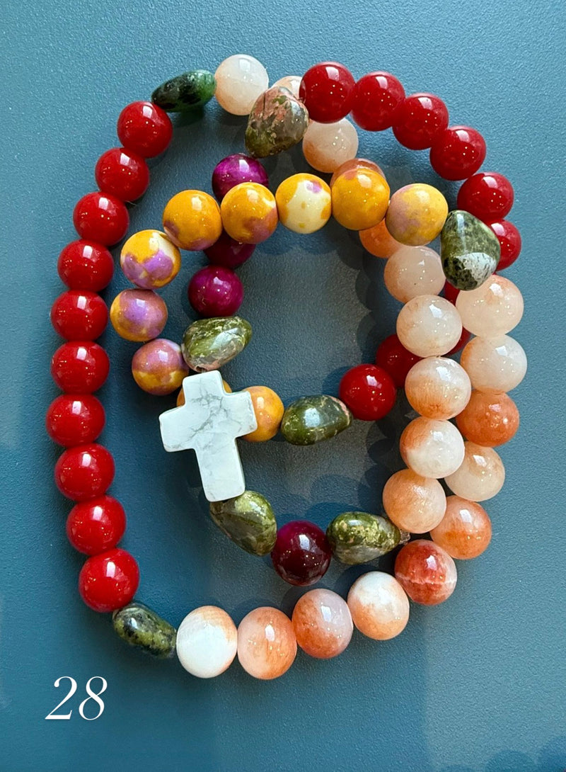 Rosario Collar 3 Vueltas Piedras Naturales hecho a mano