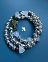 Rosario pulsera collar corazón plata