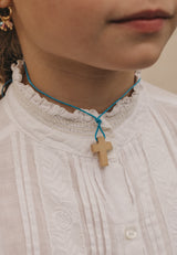 Colgante cruz madera niño