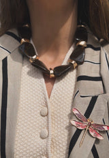 Collar piedra irregular marrón