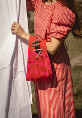 Bolso tela geométrico rojo