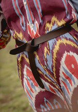 Vestido burdeos ikat