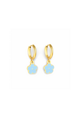 Aros esmaltados flor azul