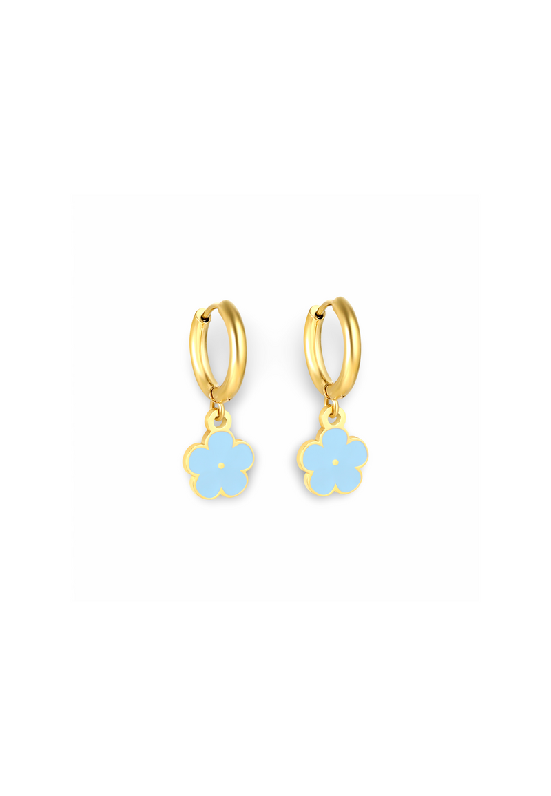 Aros esmaltados flor azul