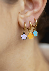 Aros esmaltados flor azul