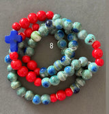 Rosario Cerámica pulsera/collar 3 vueltas hecho a mano