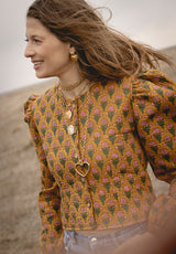 Chaqueta ocre flores