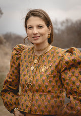 Chaqueta ocre flores