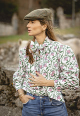 Camisa lazo flores rosa