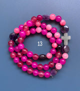 Rosario pulsera collar piedra plana