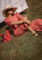 Bolso tela geométrico rojo