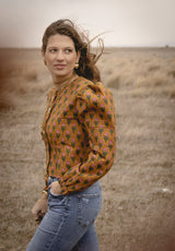 Chaqueta ocre flores