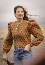 Chaqueta ocre flores