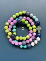 Rosario pulsera collar piedra redonda