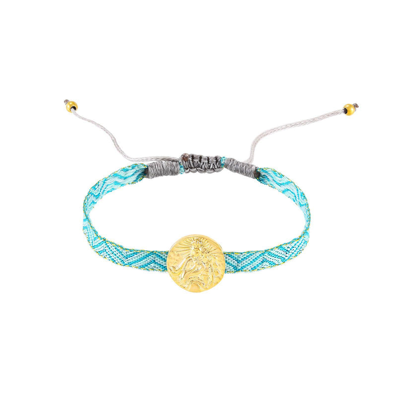 Pulsera Medalla Virgen del Carmen Turquesa