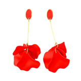 Pendientes Flor Resina Clip Rojo