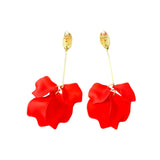 Pendientes Flor Resina Clip Rojo