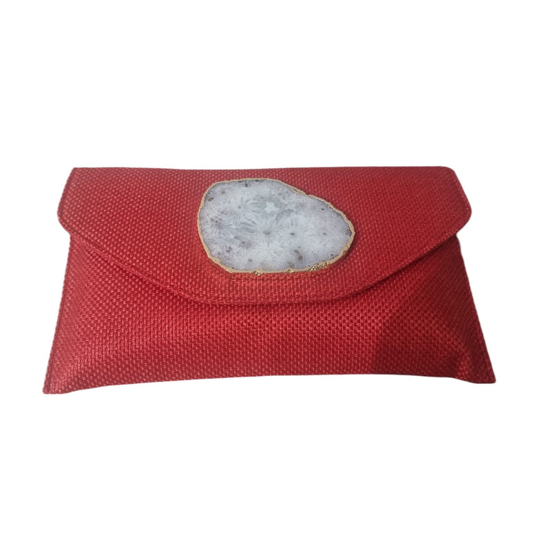 Bolso yute rojo piedra  blanca