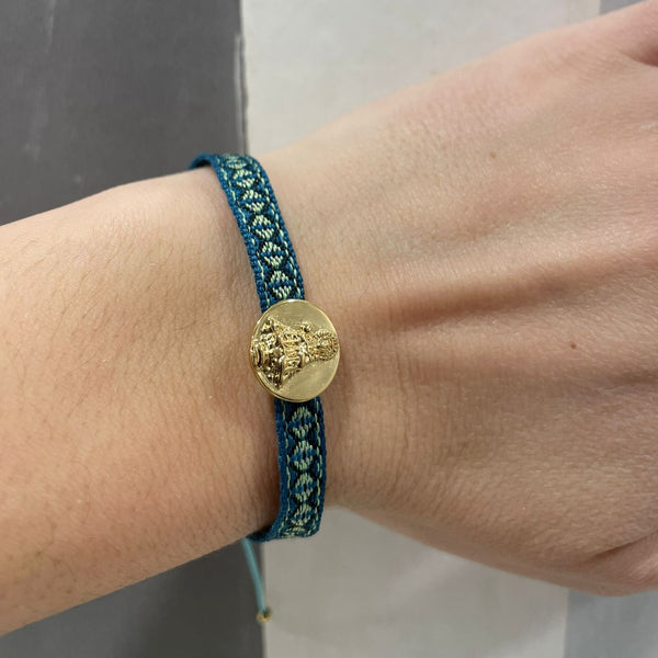 Pulsera Medalla Virgen de Covadonga oro verde